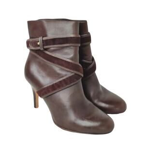 Brown leather Cole Haan Heeled strapped Booties Sz 6